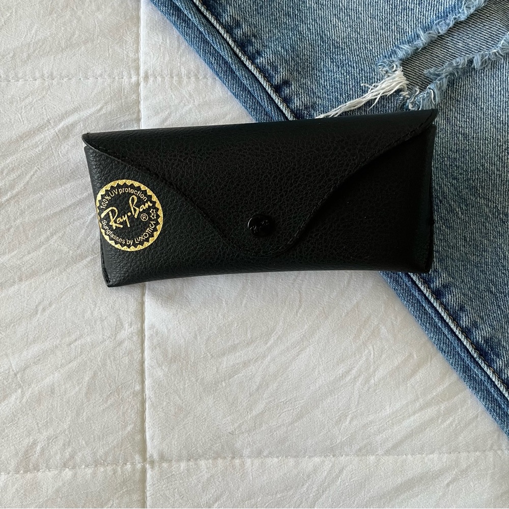Ray-Ban Sunglasses Case Black Faux Leather Pebbled Softcase Medium